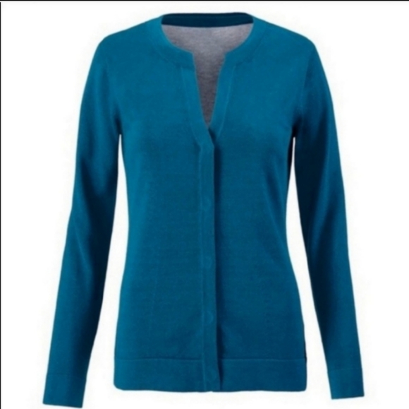 Cabi #3368 Ever Cardigan Teal Snap Front Sweater Size Medium - Picture 4 of 16